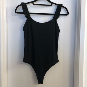 Zara Black Bodysuit with Ruffles